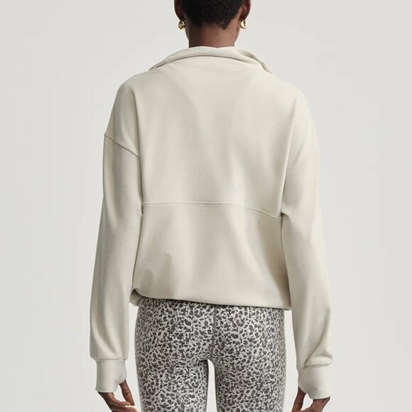 Varly Timberley Half-Zip Midlayer Women's Cement Ivory Marl Size S Drop Shoulder - Picture 5 of 13